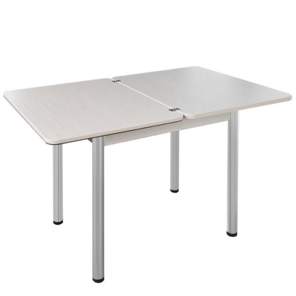 Стол поворотно-раскладной "Ника", Орхидея 3, покрытие стекло, подстолье белёный дуб