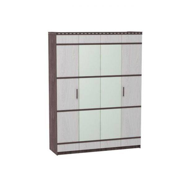 Шкаф 4-х дверный для одежды и белья «Ольга 13», зеркало, ясень анкор тёмный/анкор светлый