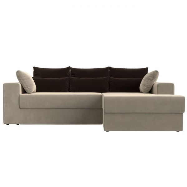 Угловой диван «Мэдисон», механизм еврокнижка, микровельвет, цвет коричневый