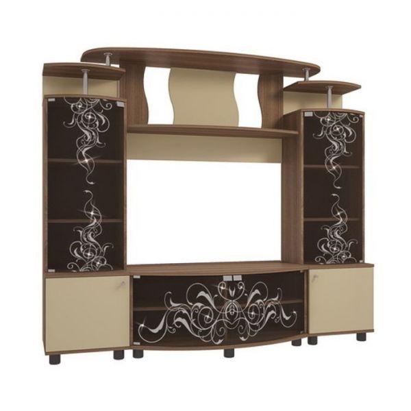 Мини-стенка "Зефир люкс", ясень шимо тёмный/крем