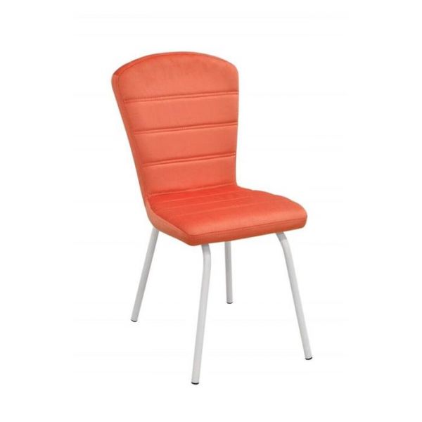 Стул «Хельга 1», каркас металл белый, велюр, цвет коралл