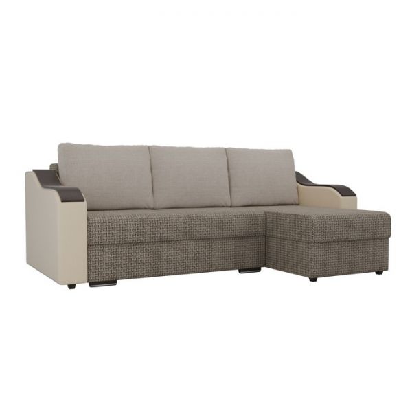 Угловой диван «Монако», механизм еврокнижка, рогожка, цвет бежевый / коричневый