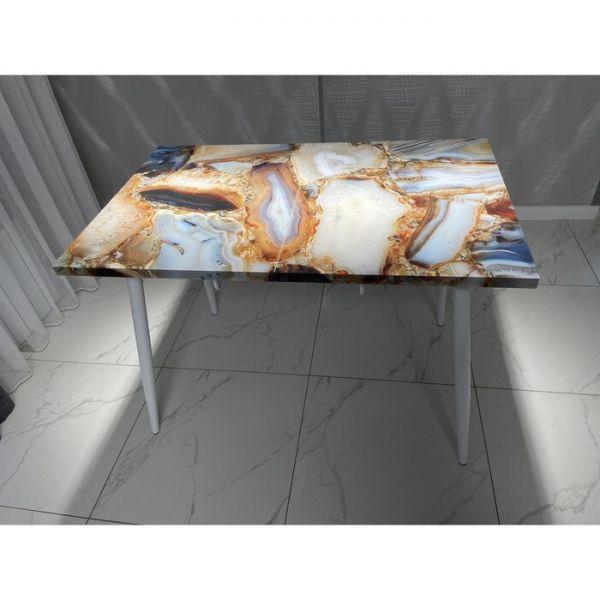 Обеденный стол «Конус 2», 1100(1500) ? 700 мм, опора редуцированная белая, цвет кварц