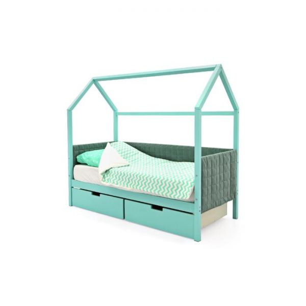Детская кровать-домик мягкий Бельмарко  Svogen мятный