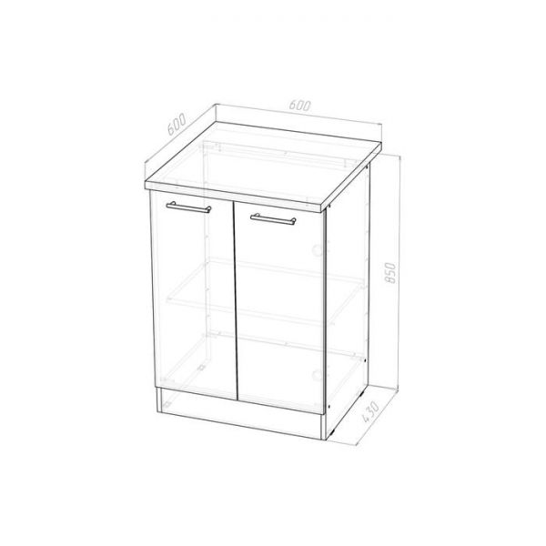 Шкаф напольный Полина 600х600х850 рабочий 2 дверцы  венге/бодега/дуглас темный