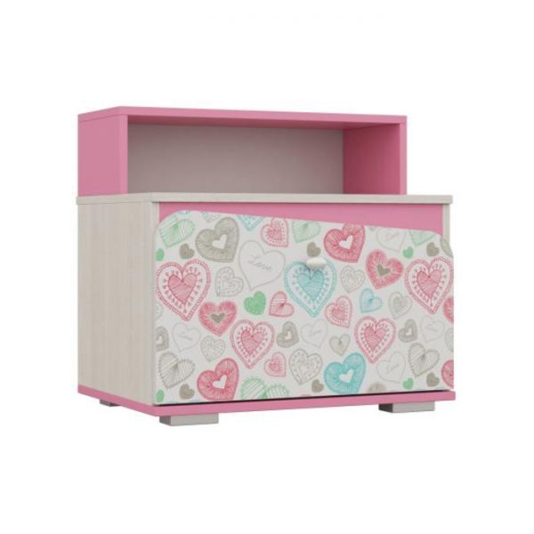 Тумба прикроватная ТП-20 Алиса 565х600х420 Белый/ корпус Ясень Анкор Белый/ Розовый