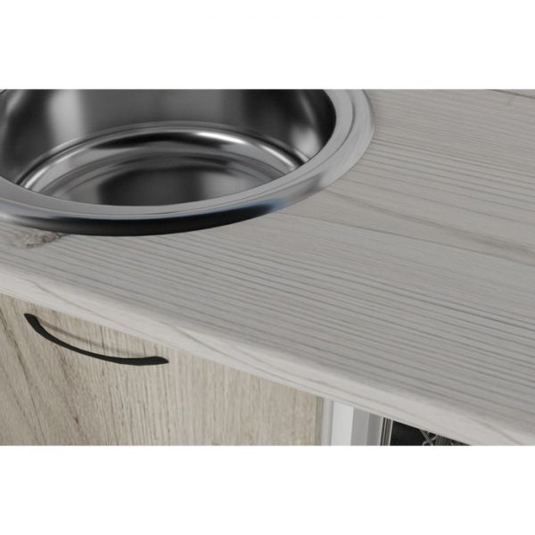 Кухонный угловой гарнитур Лидия прайм 2000х1100 Белый/Сосна/Капри, Бетон темный