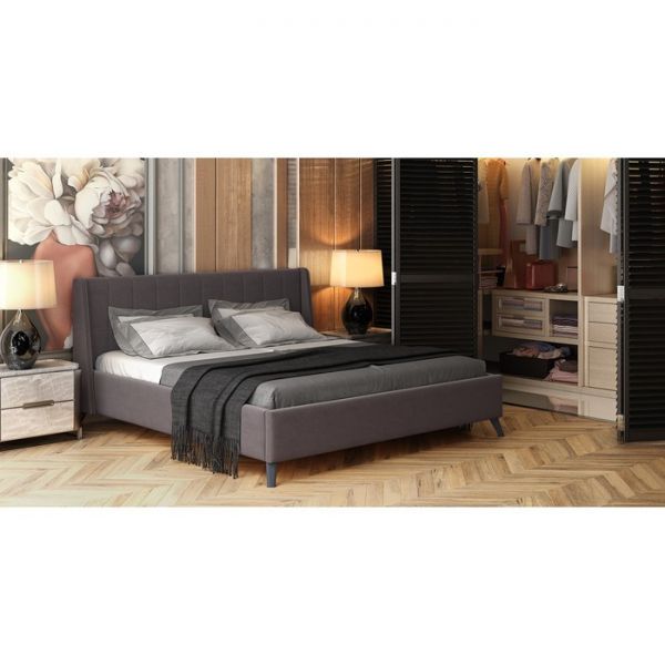 Кровать Мелисса, 1800х2000, ортопедическое осн+ПМ, Вивальди 24/Темный серо-коричневый