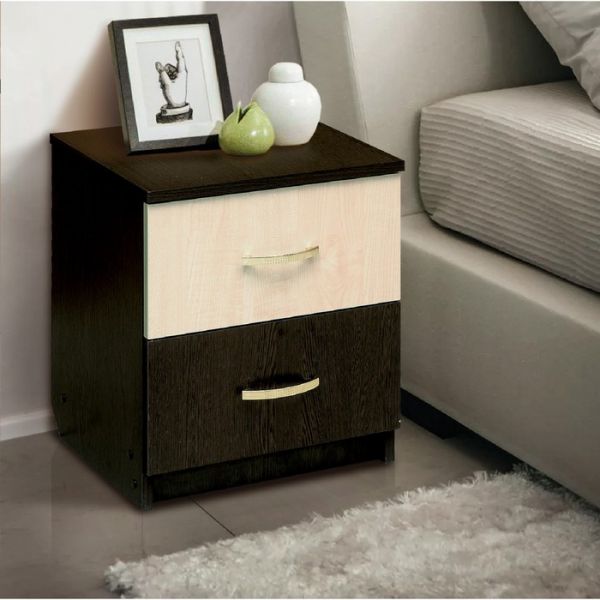 Тумба прикроватная «Венеция 11» с 2-мя ящиками, 404 ? 380 ? 486 мм, цвет венге / клён