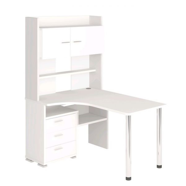 Стол компьютерный «СР 133» с надстройкой, 1010 ? 1300 ? 1750 мм, левый, цвет белый