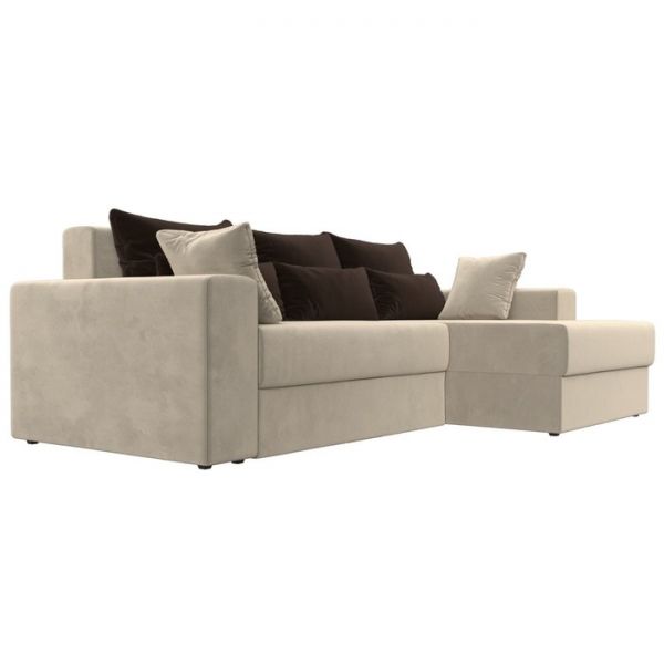 Угловой диван «Мэдисон», механизм еврокнижка, микровельвет, цвет коричневый