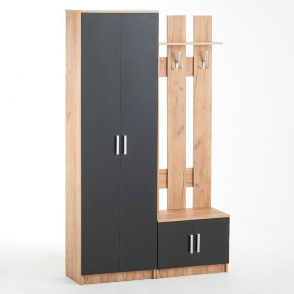 Прихожая Осирис, 1182х370х1994, Дуб крафт золотой/Черный