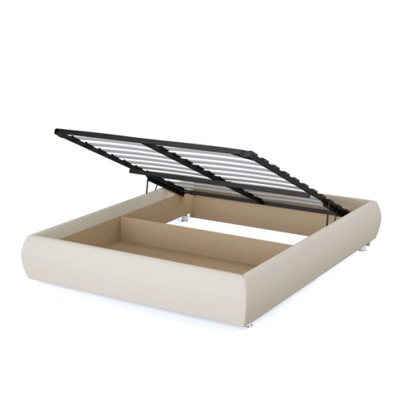 Кровать «Алькасар» с ПМ, 140 ? 200 см, ортопедическое основание, экокожа, цвет бежевый