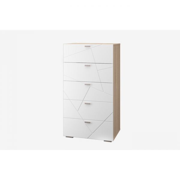 Комод с 5 ящиками СКАЙЛАЙН 602х445х1110 дуб сонома светлый/белый