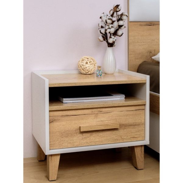 Тумба прикроватная «Айрис 41», 486 ? 358 ? 445 мм, цвет белый / дуб золотистый