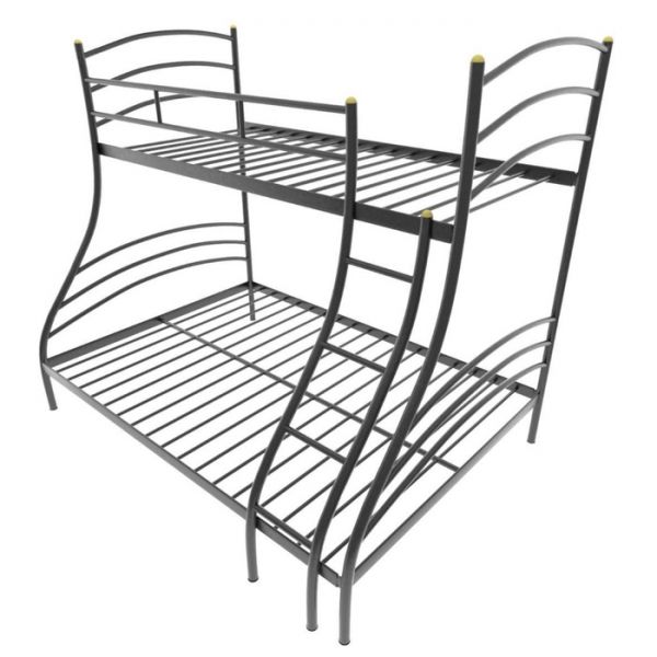 Двухъярусная кровать «Глория», 120 ? 190 см, каркас металл, лестница справа, цвет чёрный