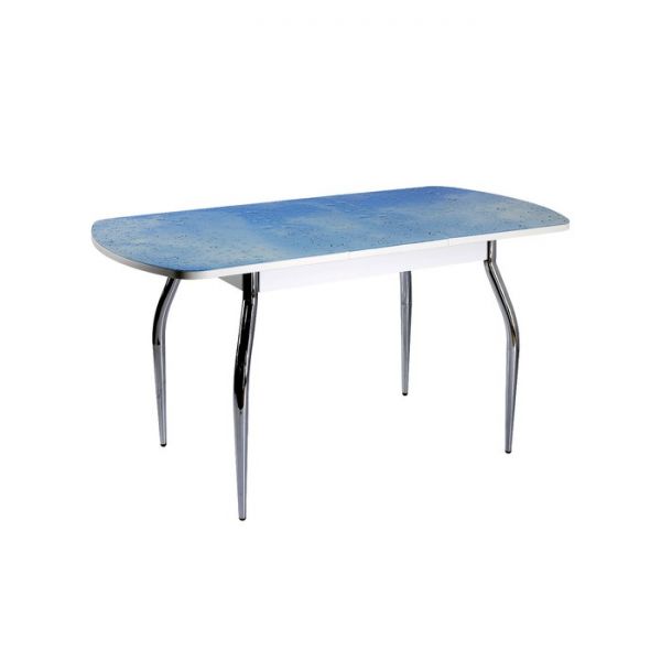 Стол раздвижной с фотопечатью Нилс, 1200(1520)х800х760, Белое/Капли/Хром прямые