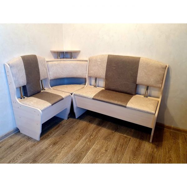 Кухонный уголок София-Катрин стандарт 1500х1000х880 мл. дуб/эко замша бежевый/коричневый