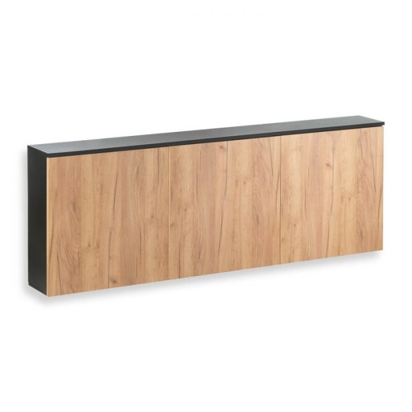 Тумба подвесная под ТВ 4, 1800х640х210, Черный/Дуб крафт золотой