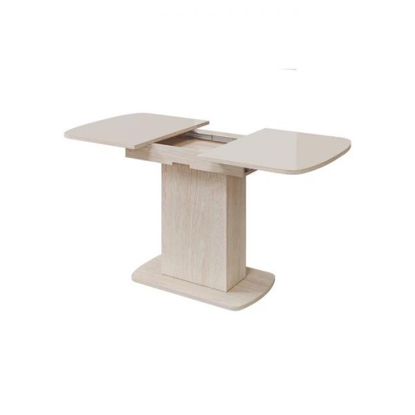 Стол раздвижной "Соренто-2" 1103/1423х703 стекло ваниль глянец/дуб атл
