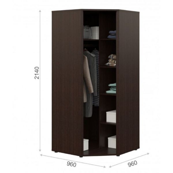 Шкаф угловой «Токио», 960 ? 960 ? 2140 мм, цвет венге