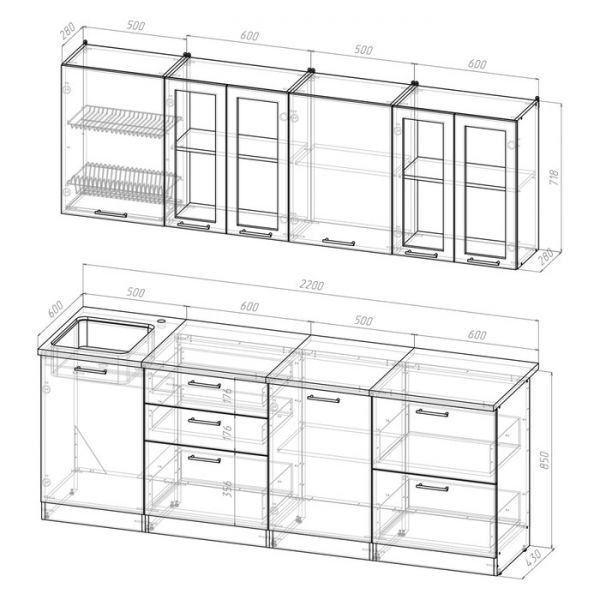 Кухонный гарнитур Ника компакт 2200