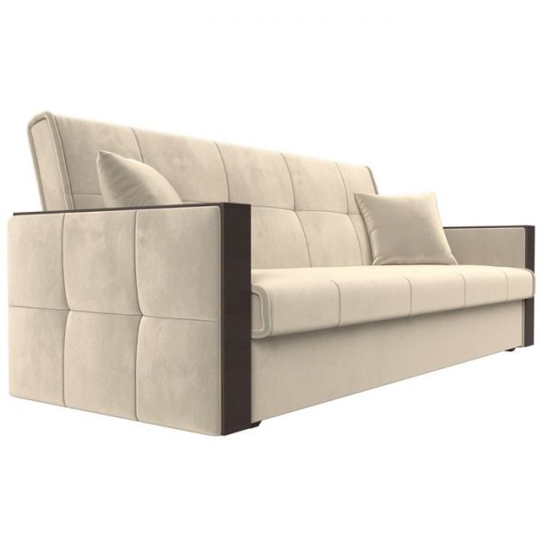 Прямой диван-книжка «Валенсия», механизм книжка, микровельвет, цвет бежевый