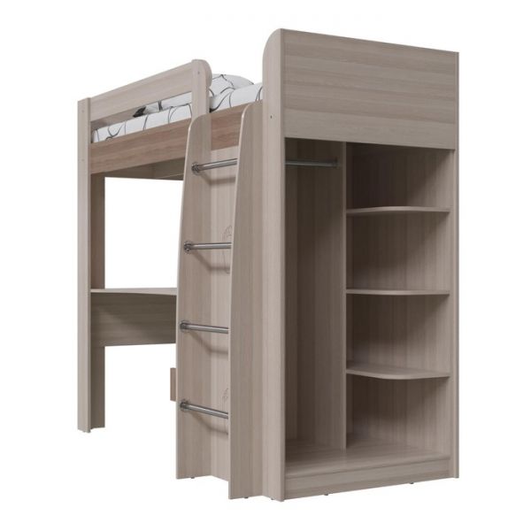 Кровать-чердак  СТЕП-800 2050х1000х1755 Ясень шимо темный/светлый