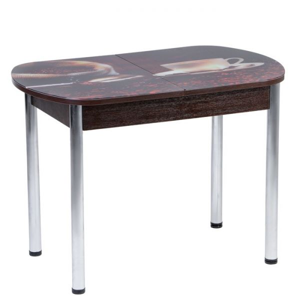 Стол раздвижной с ФП Кофе-1 1100/1500х700х777 стол. стекл/пояс Венге/прямые ноги