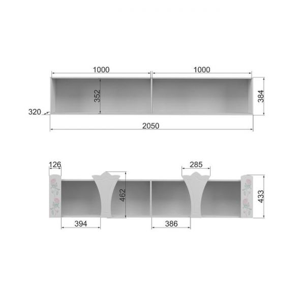 Полка «Розалия №7», 1210 ? 320 ? 462 мм, цвет лиственница белая