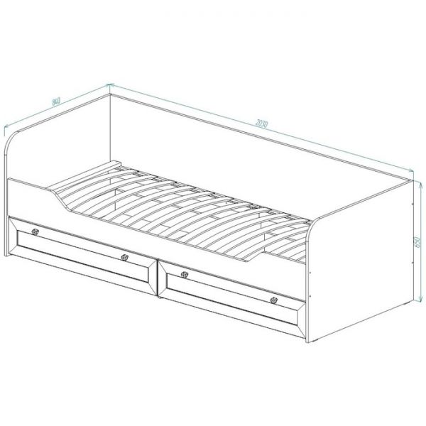 Кровать с кроватным основанием Кр-36 РИВЬЕРА, 800х2000, Ясень Шимо Светлый