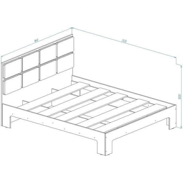 Кровать Соната 1600х2000 Дуб крафт серый/Basel White