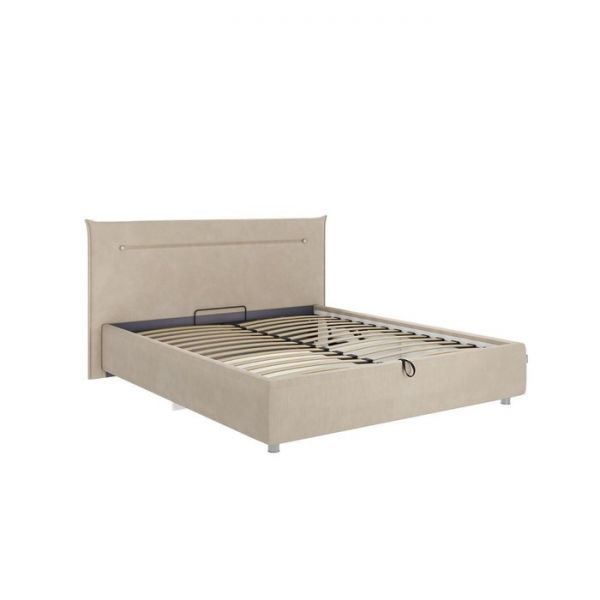 Кровать Альба с орт. основанием + ПМ 1600х2000 капучино (велюр)