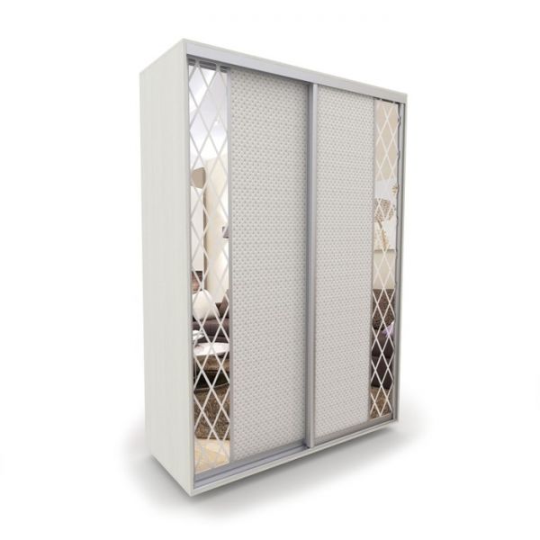 Шкаф-купе «Акцент-Вера», 1000 ? 600 ? 2310 мм, выбеленное дерево/экокожа «Версаль светлый»