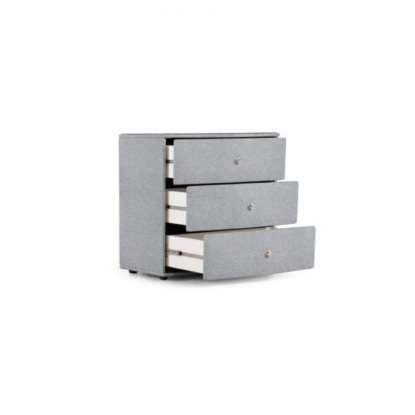 Комод «Люнетта», 3 ящика, 750 ? 505 ? 760 мм, рогожка, стекло, цвет серый