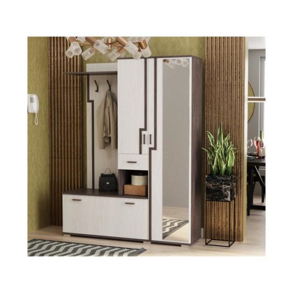 Прихожая «Саша 6», 1560 ? 430 ? 2036 мм, ЛДСП, зеркало, цвет венге / млечный дуб