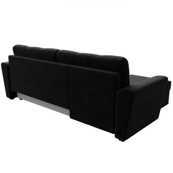 Угловой диван «Амстердам лайт», еврокнижка, правый угол, велюр, цвет чёрный