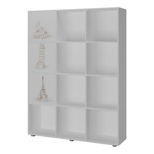 Стеллаж Аленка ДМ, 1265х350х1680, Белый/Фотопечать