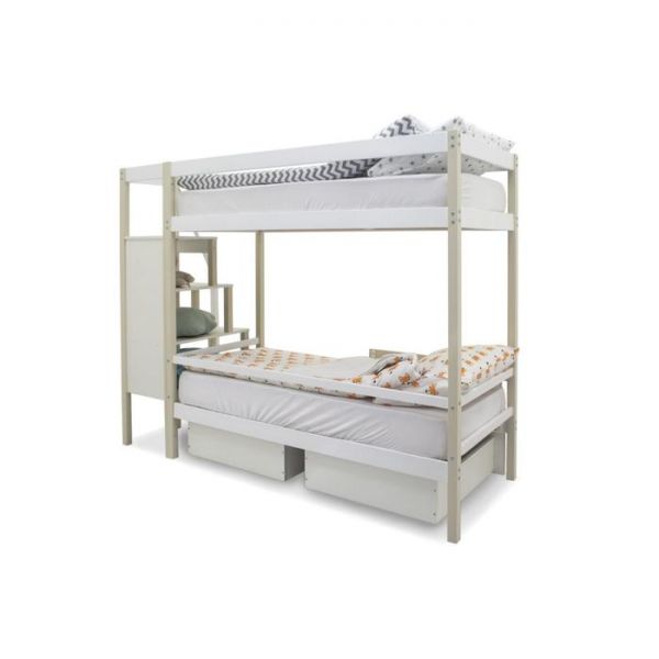 Детская двухъярусная кровать Бельмарко Svogen бежево-белый