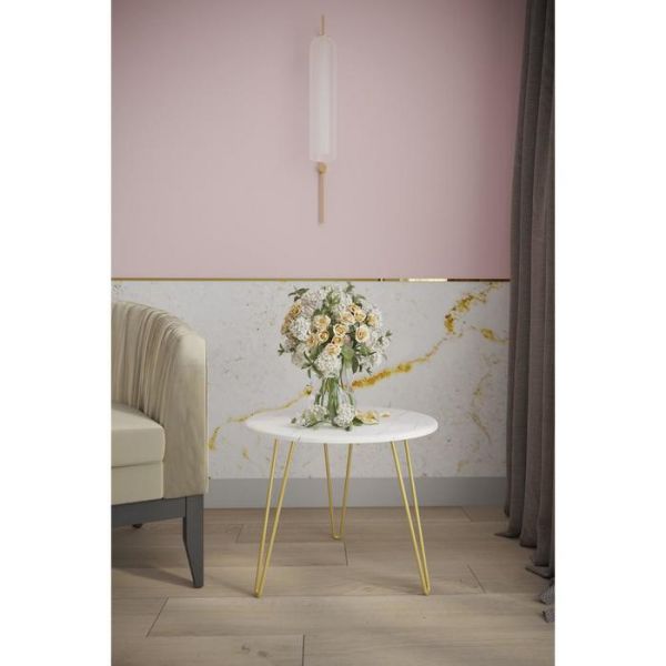 Стол журнальный «РИД Голд 430», 550 ? 550 ? 450 мм, цвет белый мрамор