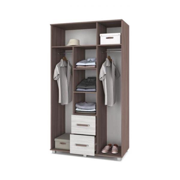 Шкаф Виора В34 520х1200х2100 трёхстворчатый с ящиками  Шимо темный/светлый