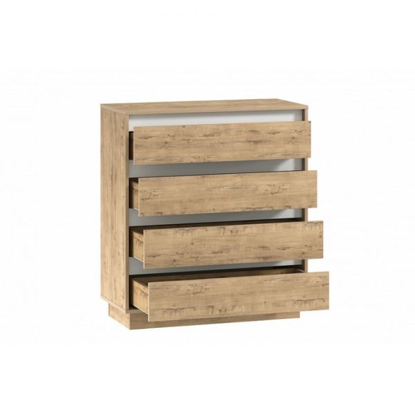 Комод Virginia НМ 011.02, 884х404х1018 Белый Скандинавский/Дуб Бунратти