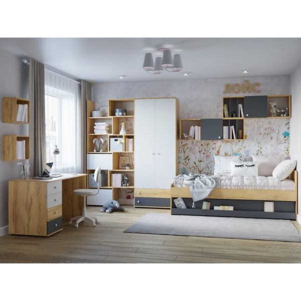 Стол письменный «Лойс 84», 1230 ? 606 ? 744 мм, цвет дуб золотистый / белый / графит