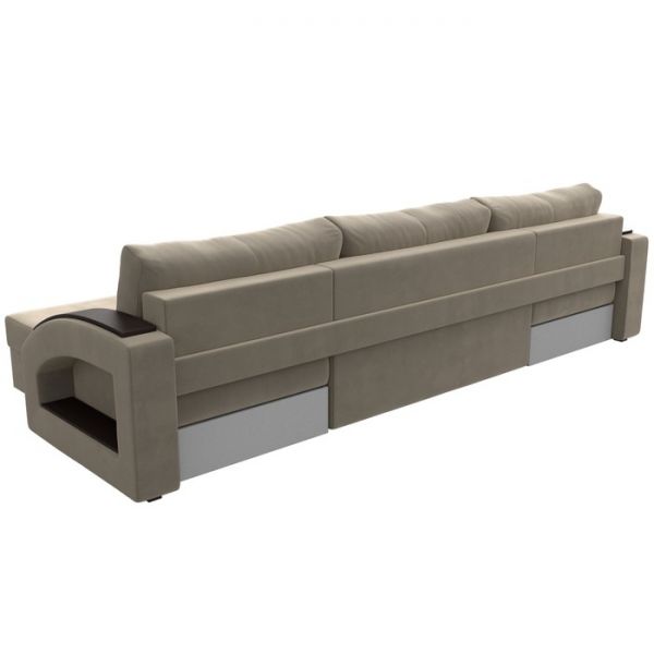 П-образный диван «Канзас», механизм еврокнижка, микровельвет, цвет бежевый