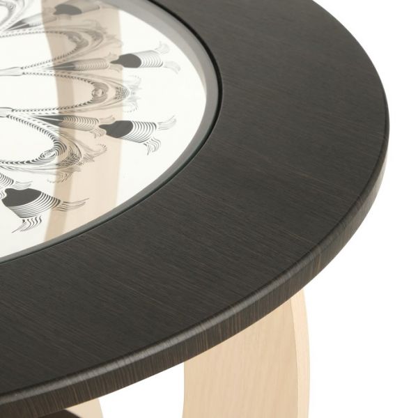 Стол журнальный СЖ-2 стекло прозрачное 685х685х550 Дуб выбеленный/Венге