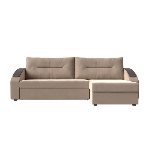 Угловой диван «Канзас», механизм еврокнижка, велюр, цвет бежевый
