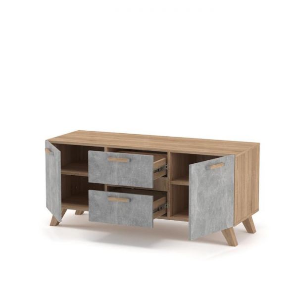Тумба ТВ Фарго, 1184х436х524, Дуб сонома/Бетон светлый