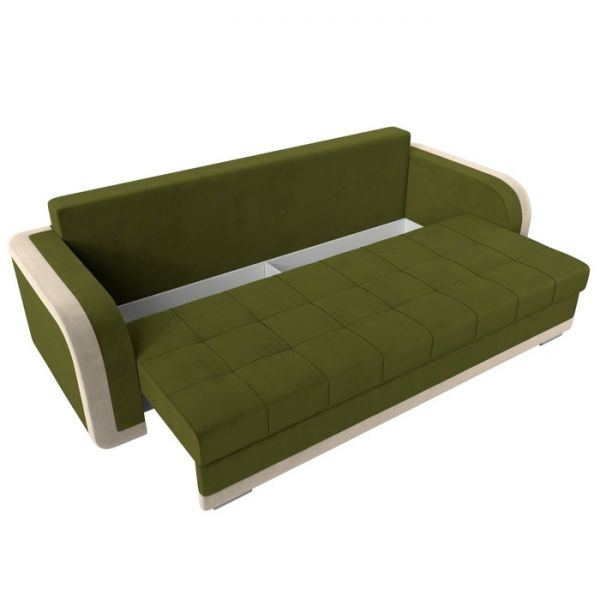 Диван прямой «Марсель», механизм еврокнижка, микровельвет, цвет бежевый / зелёный
