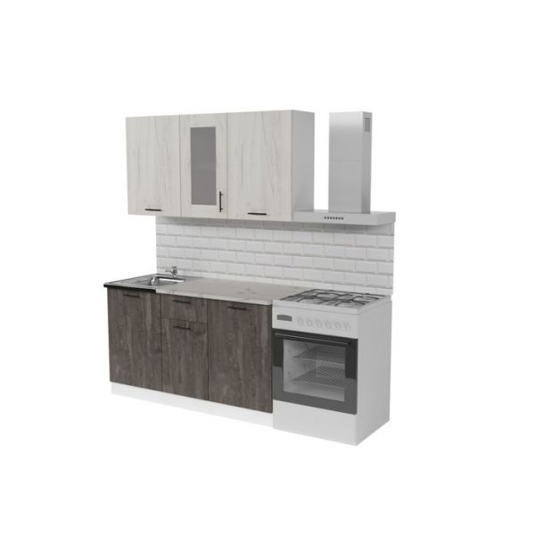 Кухонный гарнитур Сиена медиум 1400х600 Белый/Сосна/Дуб грей, бетон темный
