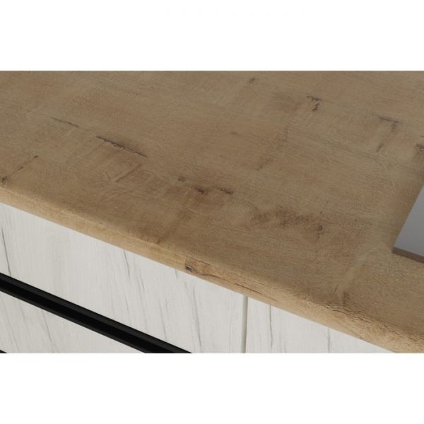 Кухонный угловой гарнитур Амели мега прайм 2700х1500 Белый/Дуб бунратти/Дуб грей